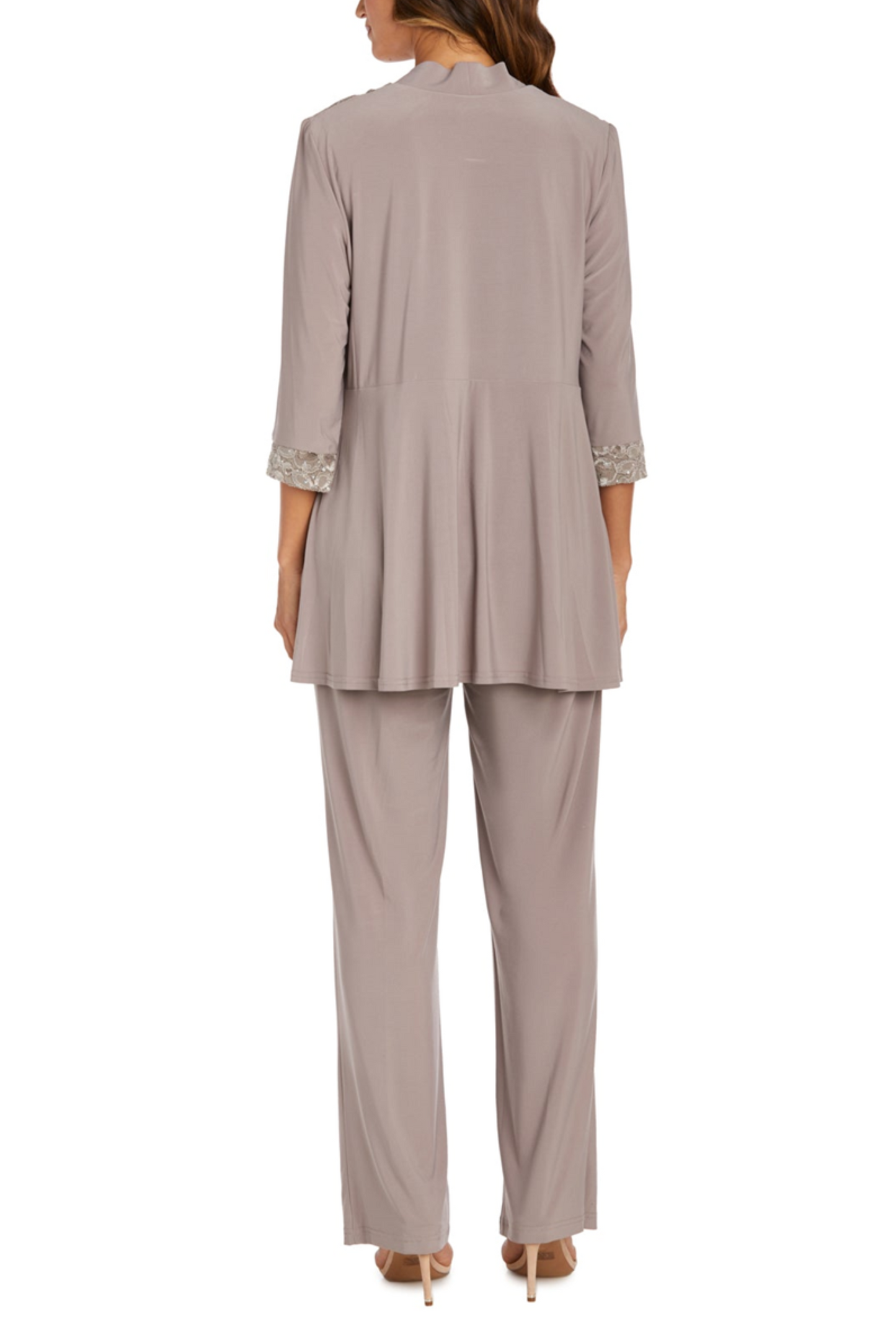 R&M Richards Sequined Lace 2-Pc Evening Pants Set