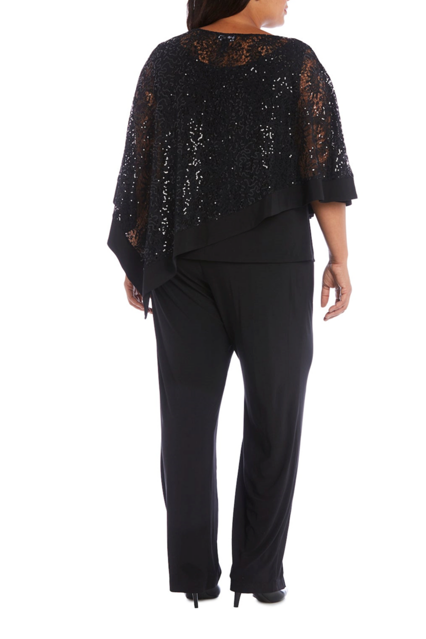 RM Richards Sequined Lace Poncho 2-Piece Pants Set