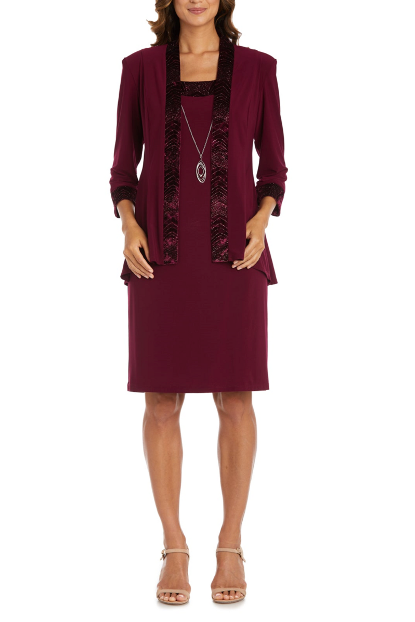 RM Richards 2-Piece Contrast Metallic Jacket Dress