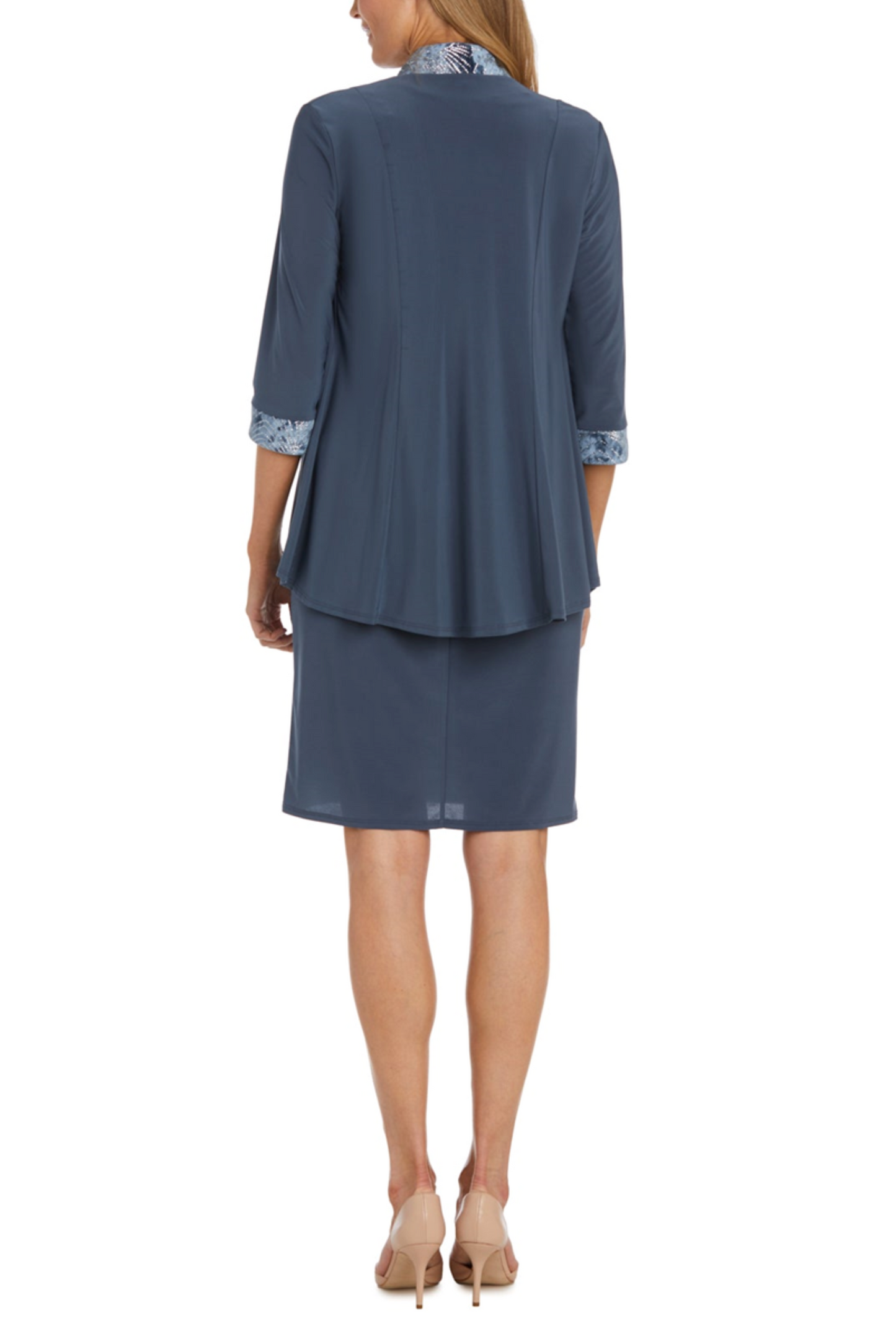 RM Richards 2-Piece Contrast Metallic Jacket Dress