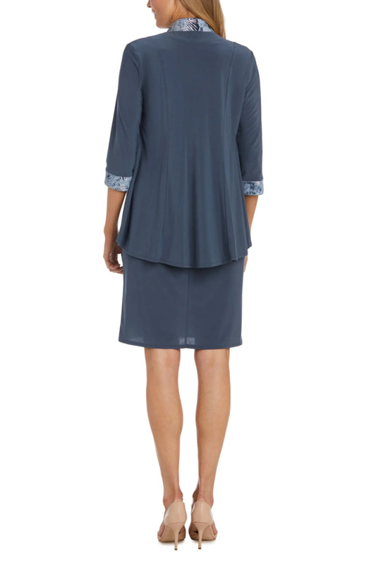 RM Richards 2-Piece Contrast Metallic Jacket Dress