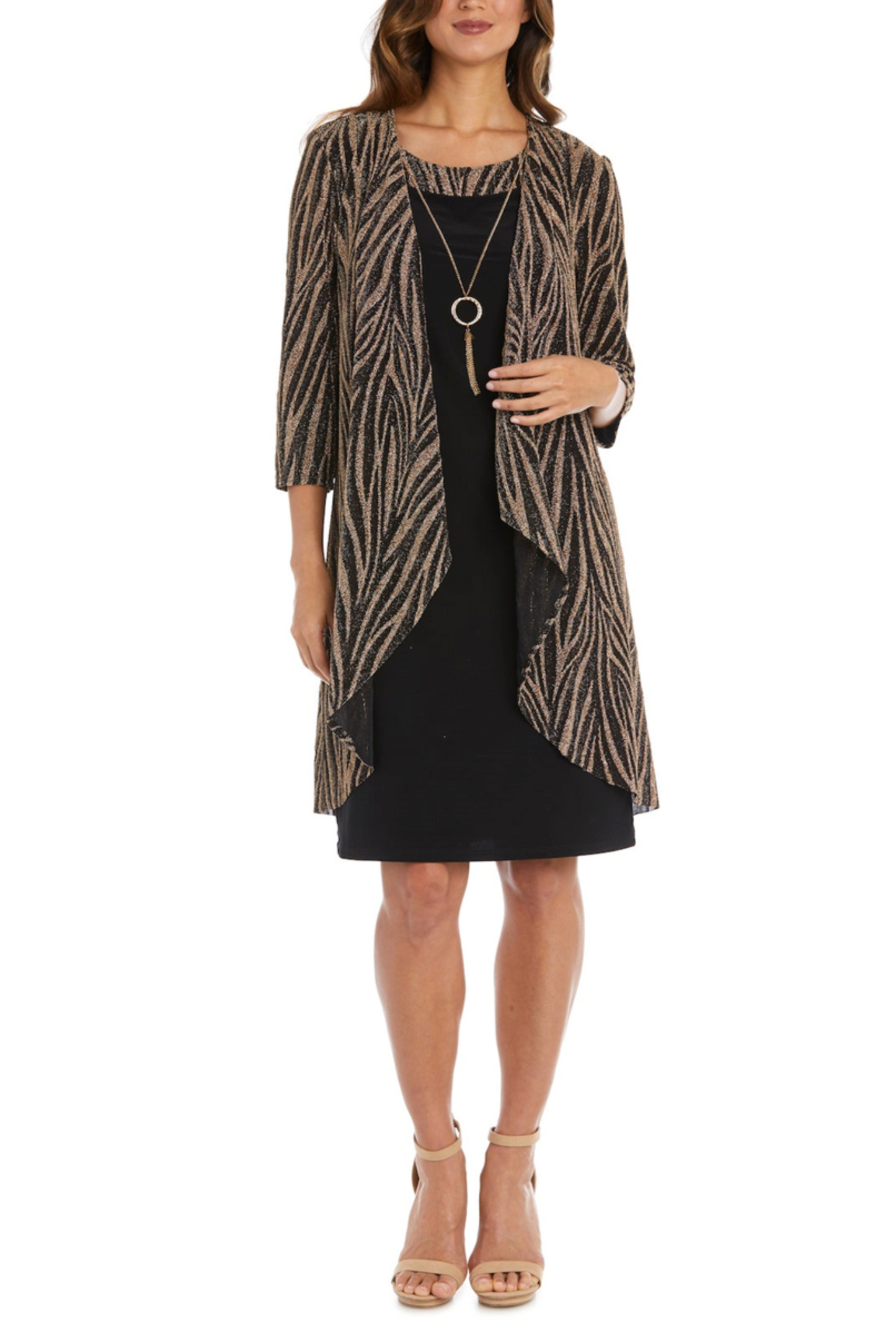 RM Richards Animal Print Metallic Jacket Dress