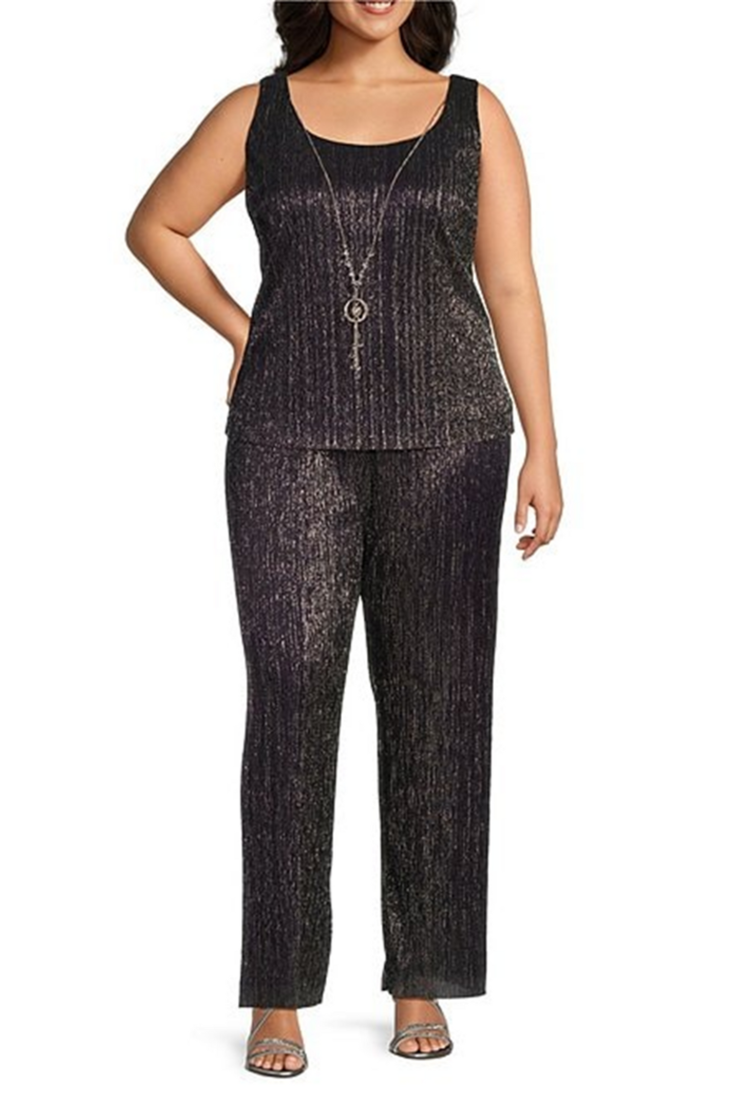 RM Richards 3-Piece Metallic Evening Pants Suit