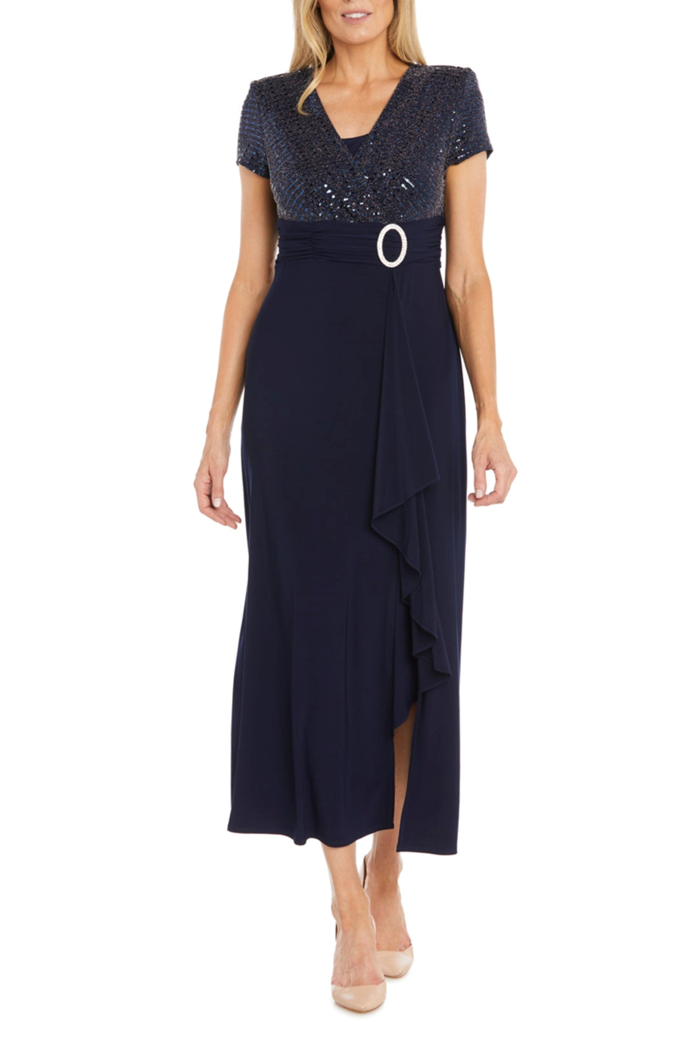 r&m richards metallic dress R & M Richards Women's Short Metallic Cocktail Dress, Black, 10