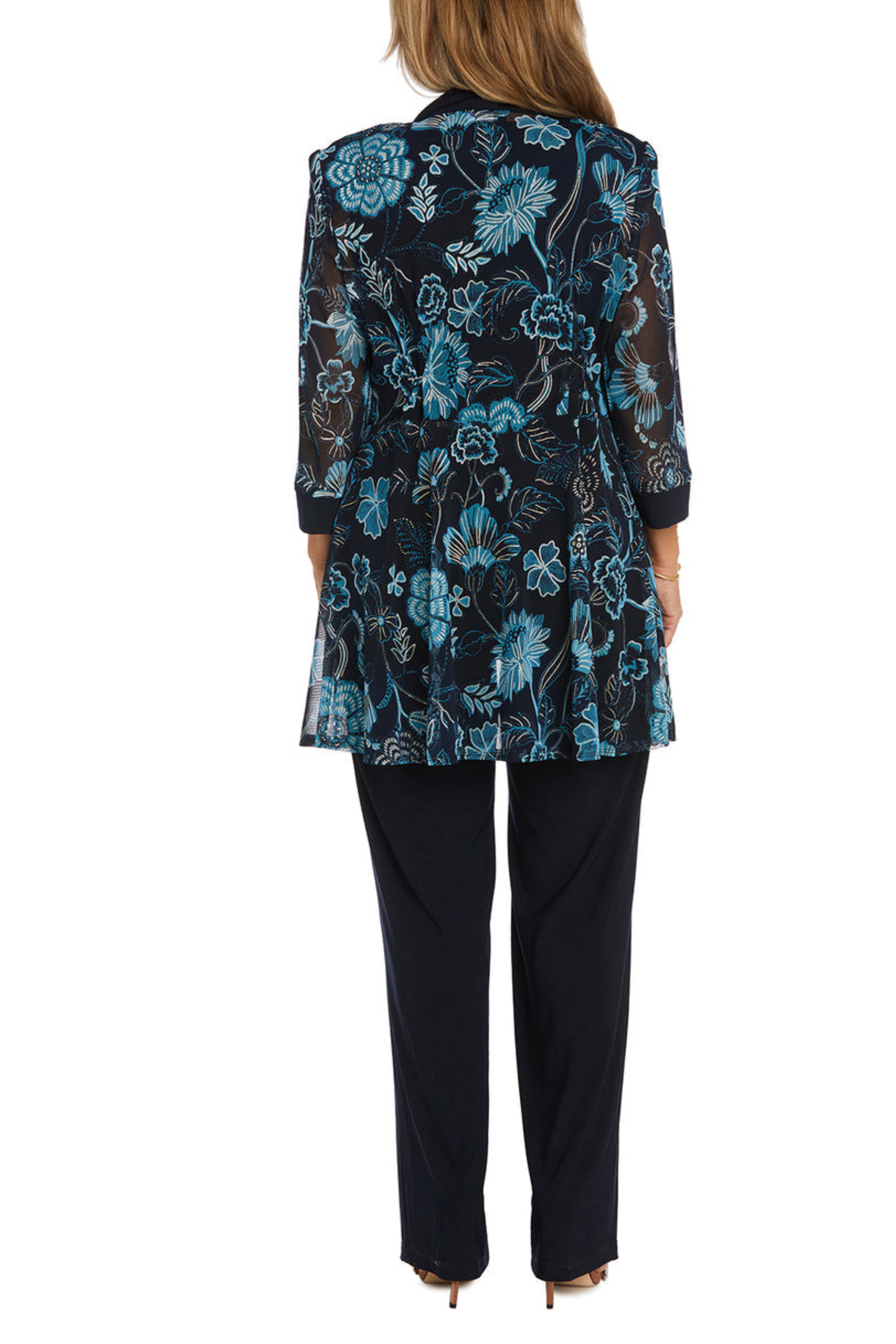 RM Richards Metallic Floral 2-Pc Evening Pants Set