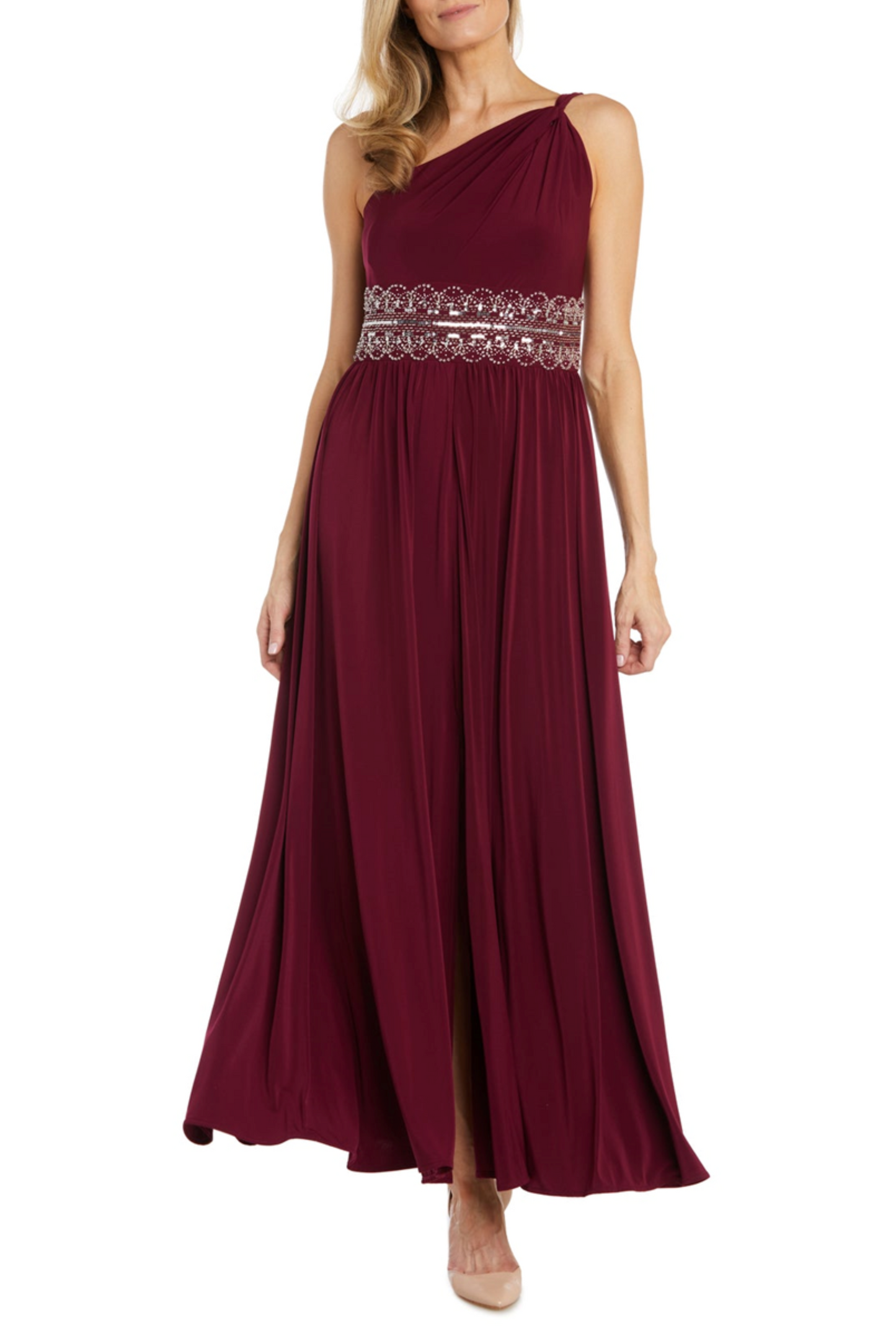RM Richards Embellished One Shoulder Evening Dress