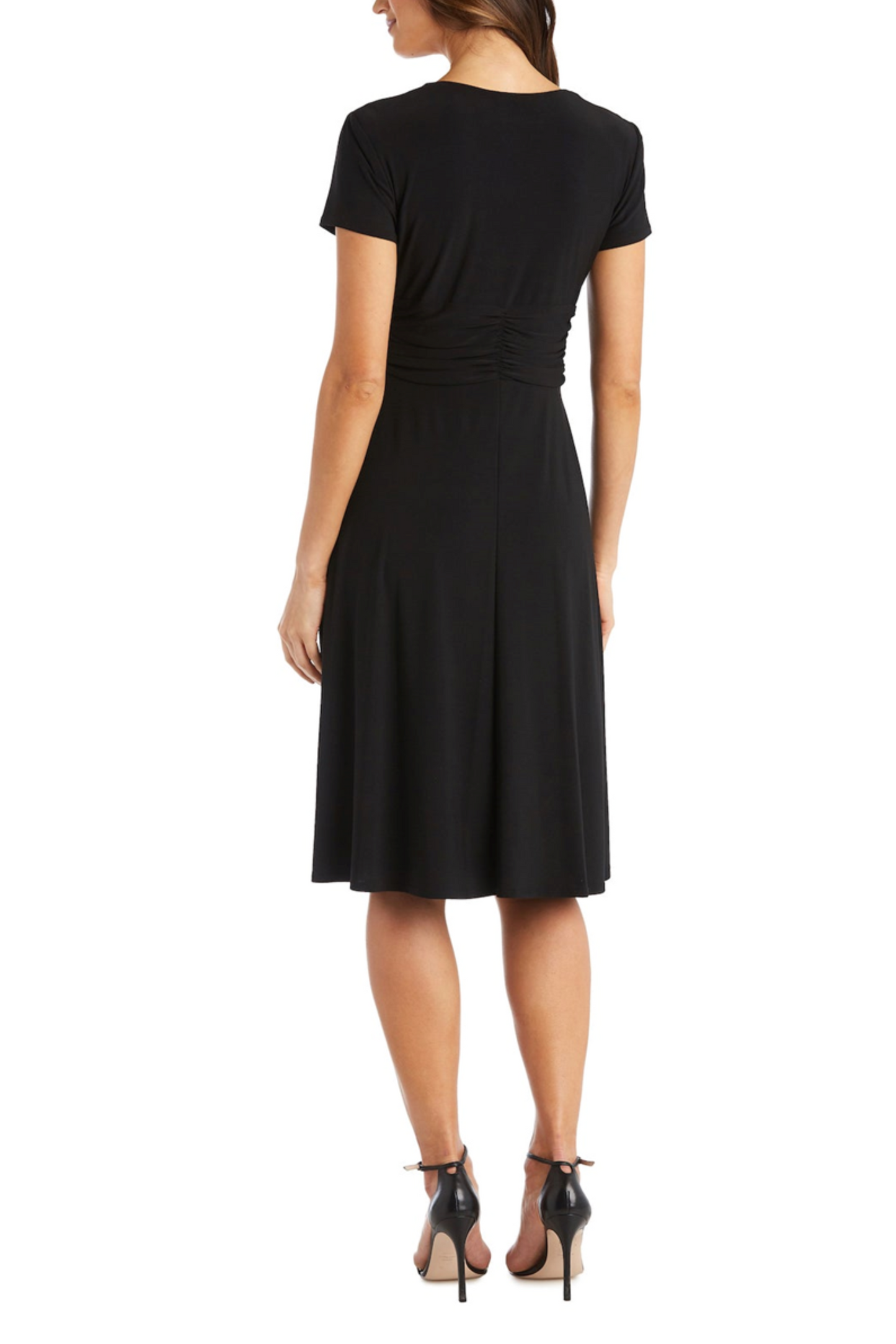 RM Richards Short Sleeve Ruched Waist A-Line Dress