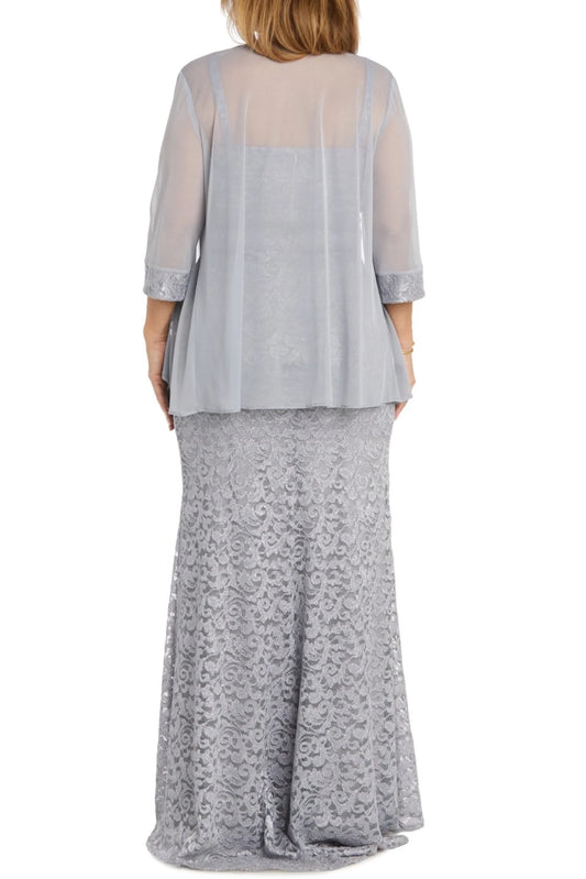 RM Richards Sheer Jacket Beaded Lace Evening Dress