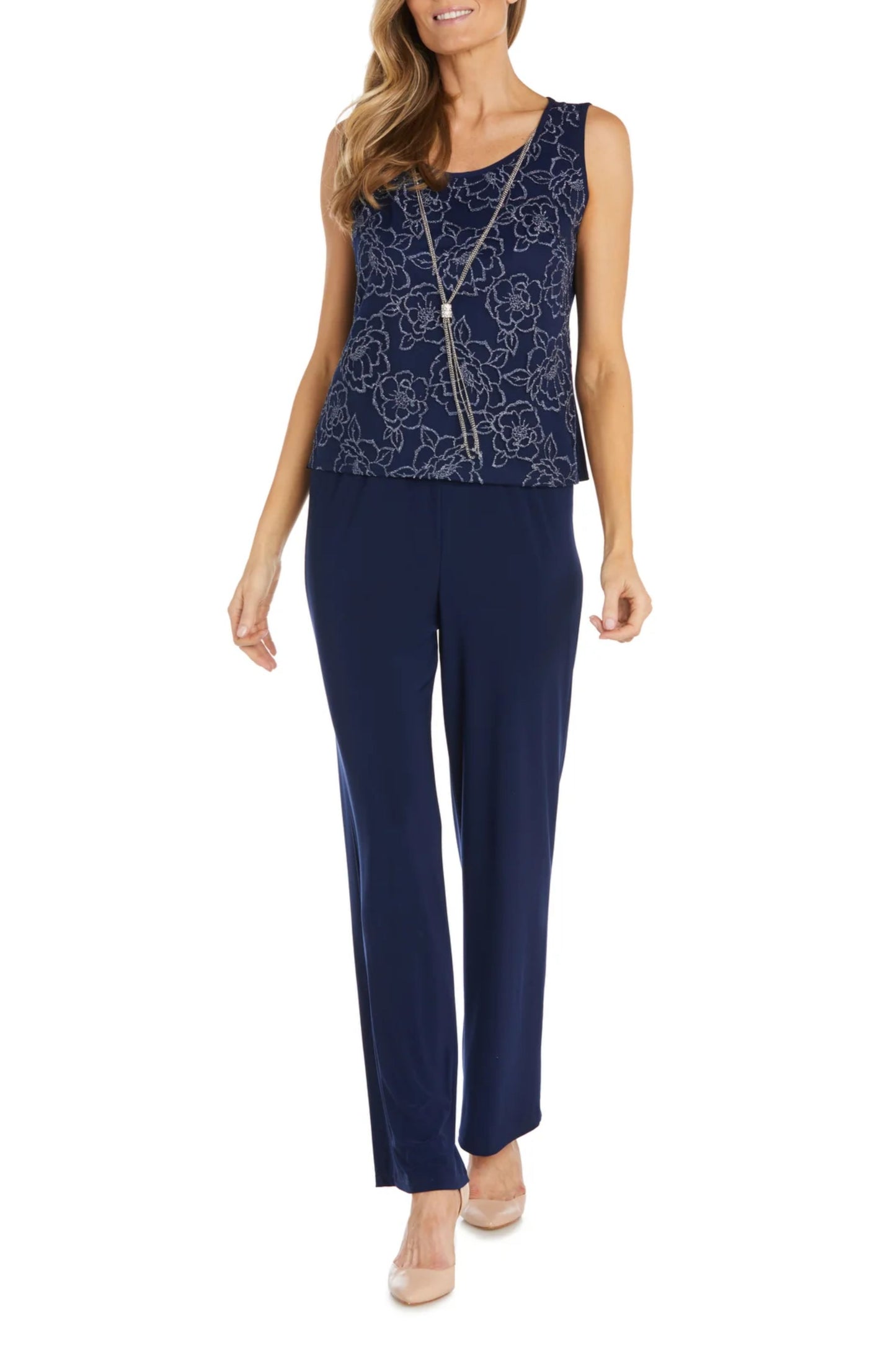 RM Richards 3-Piece Floral Embroidered Mesh Suit