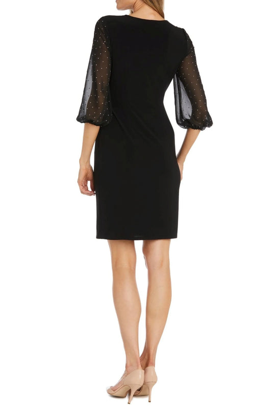 RM Richards Studded Sleeve Short Evening Dress