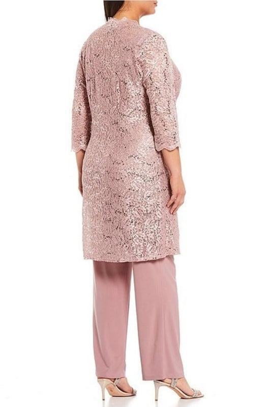 RM Richards Lace 3/4 Sleeve 3-Piece Pants Set