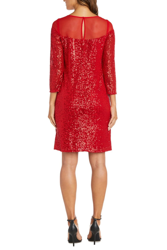 RM Richards Sequin Illusion Neck Sheath Dress