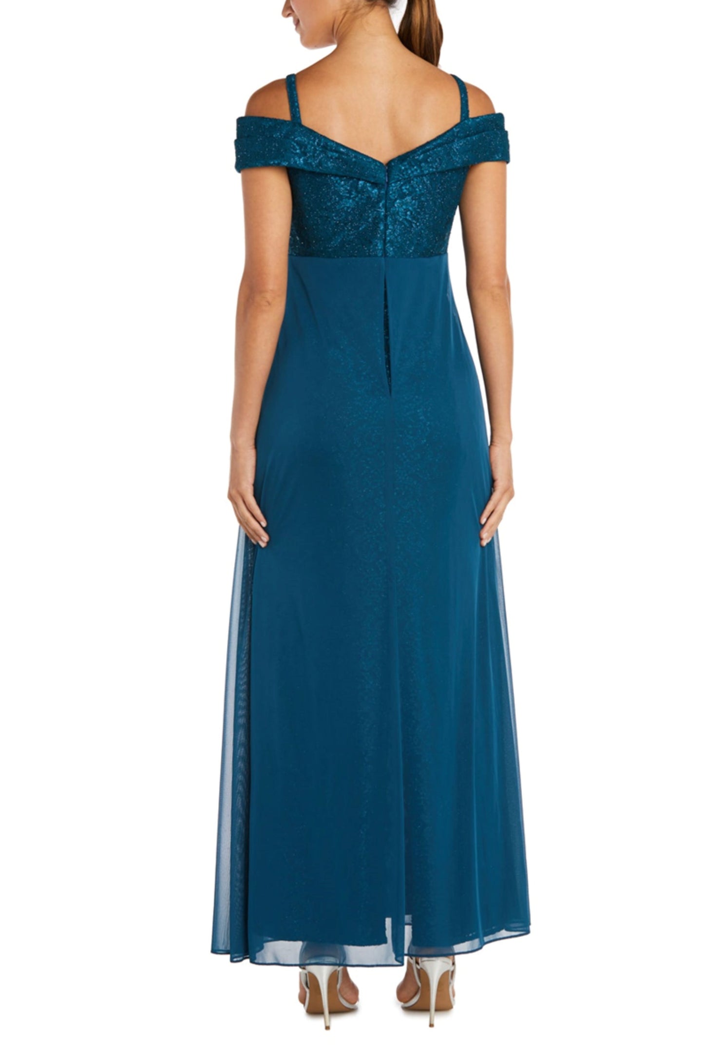 RM Richards Sparkle Lace Off-the-Shoulder Dress