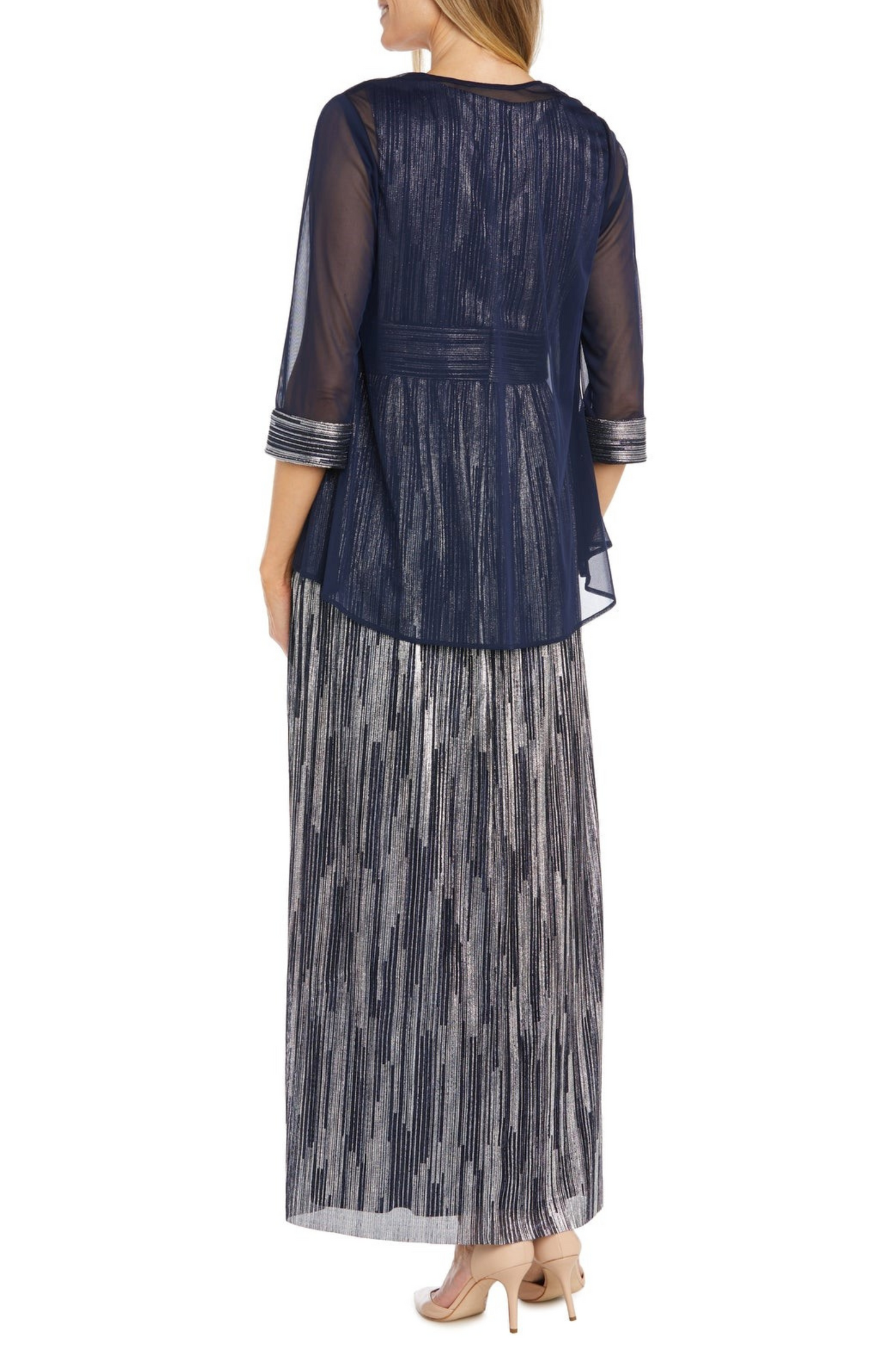 RM Richards 2-Piece Metallic & Sheer Jacket Dress