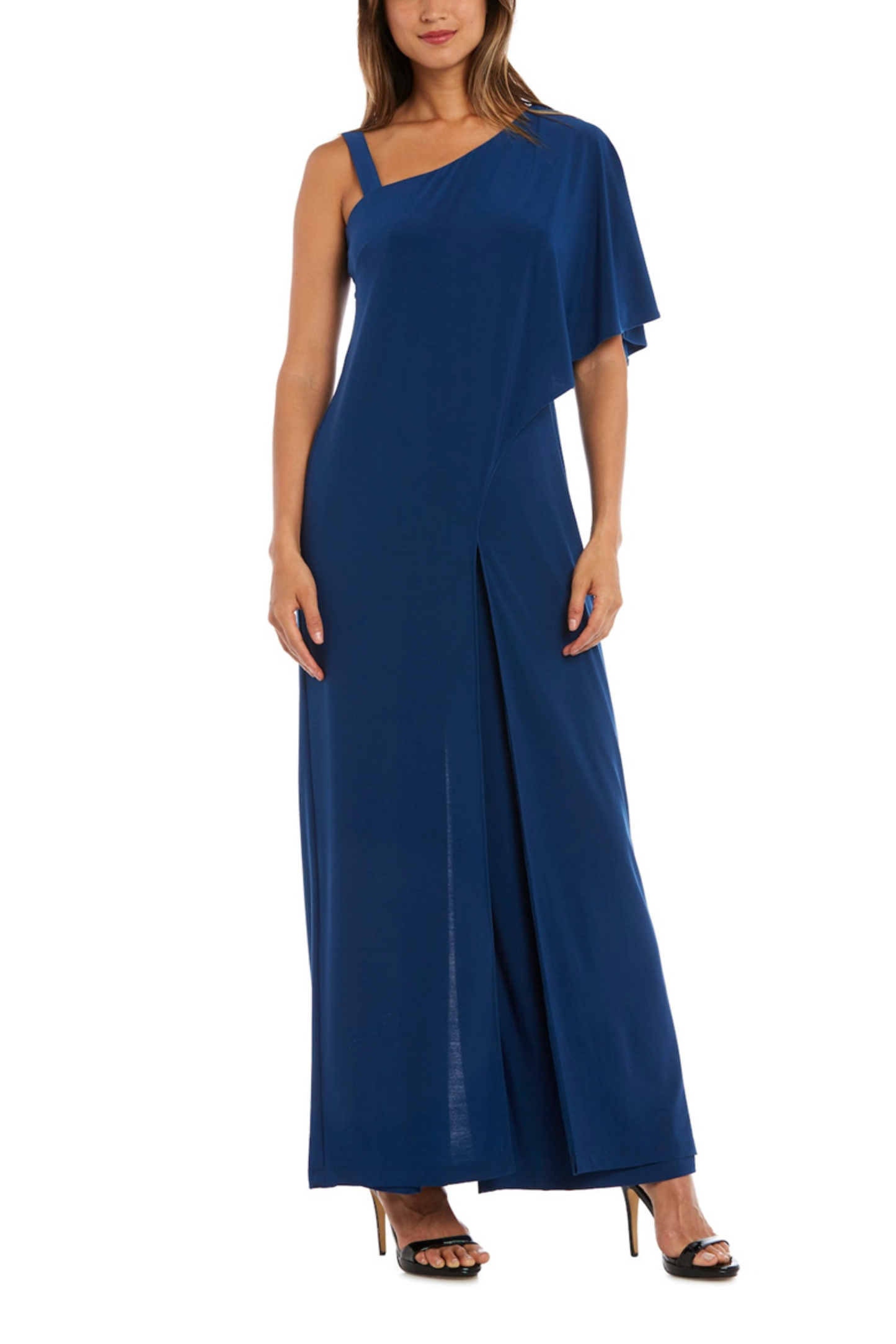 RM Richards Asymmetrical Overlay Evening Jumpsuit