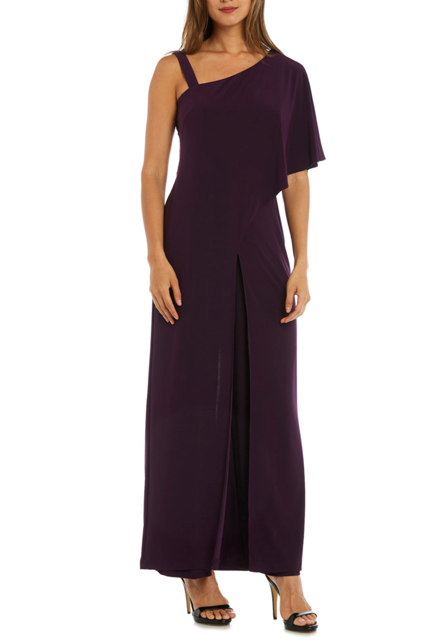 RM Richards Asymmetrical Overlay Evening Jumpsuit