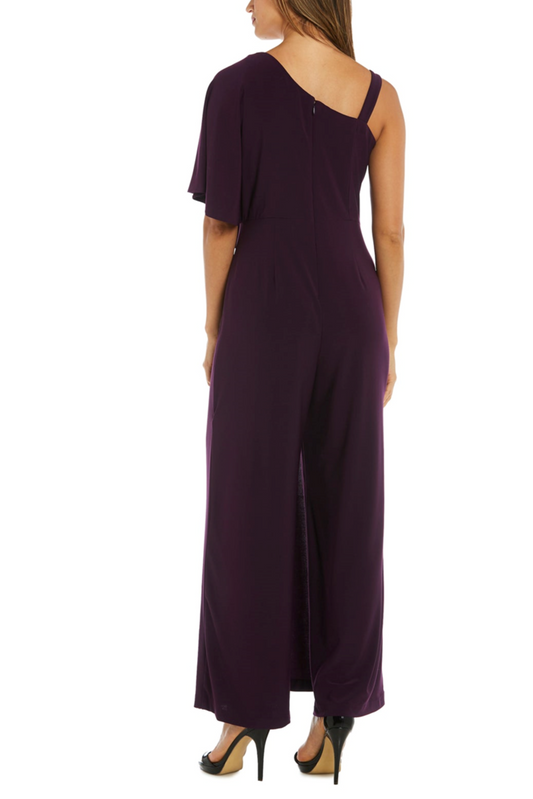 RM Richards Asymmetrical Overlay Evening Jumpsuit