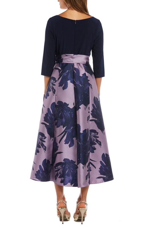 RM Richards 3/4 Sleeve Hi-Lo Floral Evening Dress