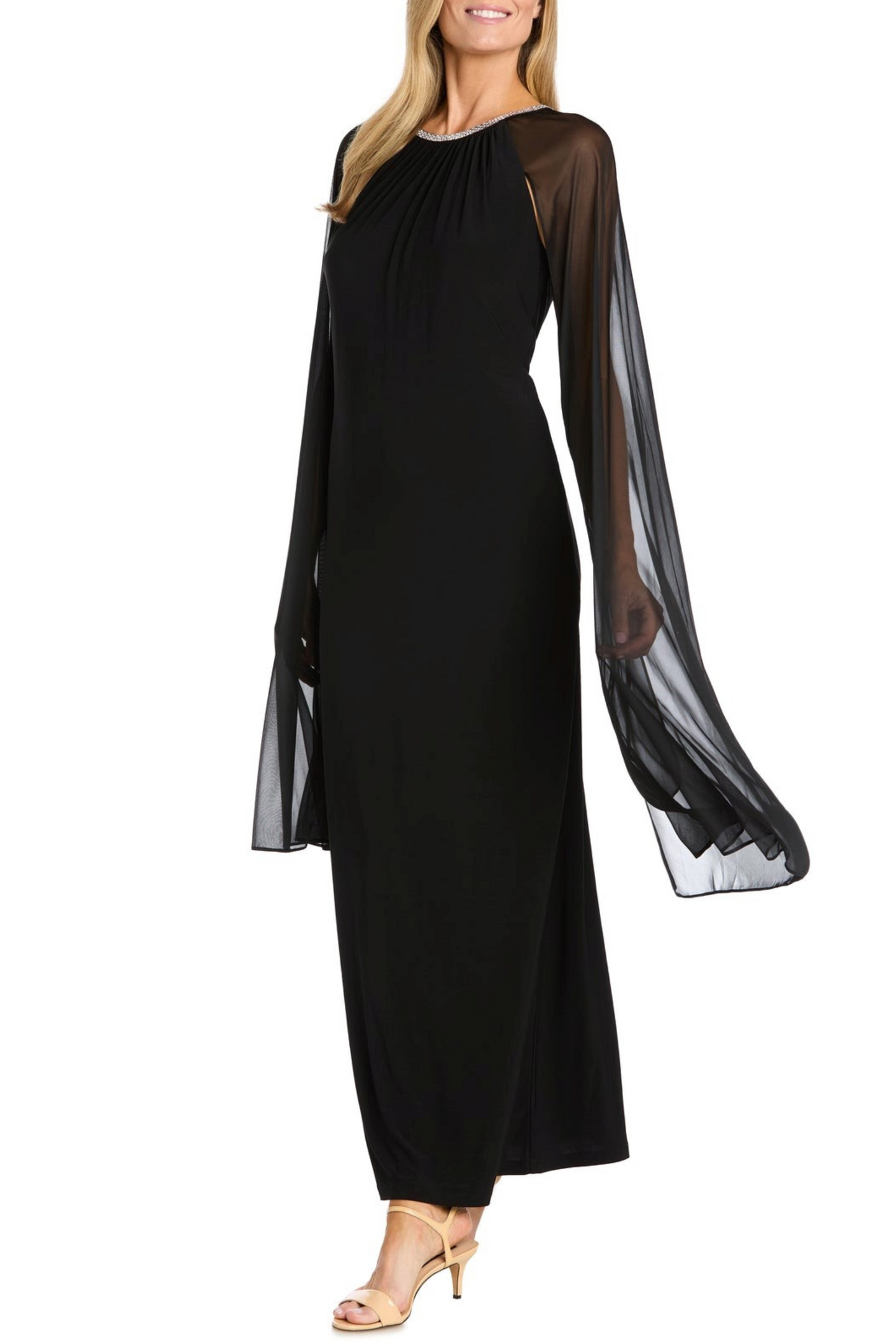 RM Richards Rhinestone Neck Long Evening Dress