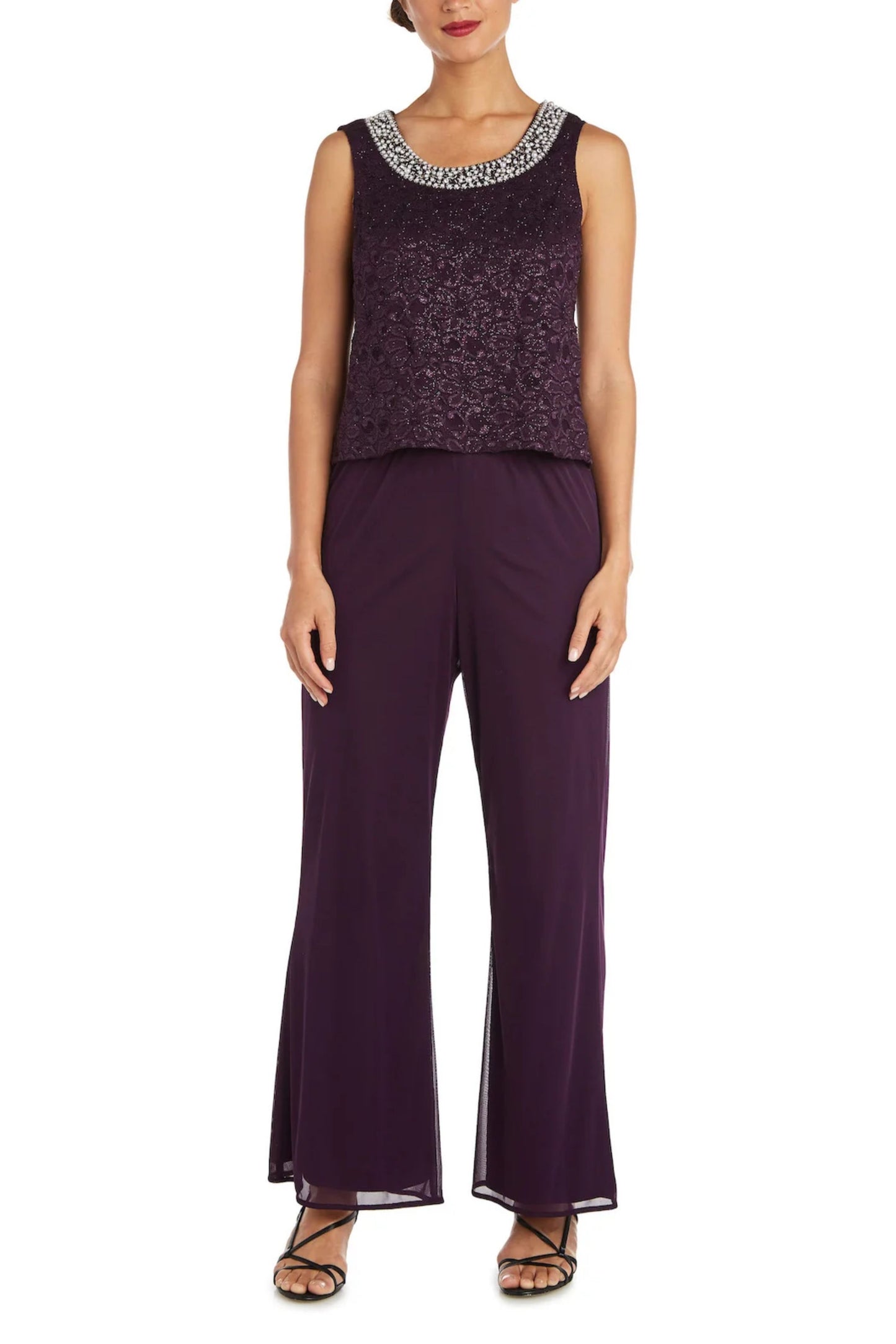 R&M Richards Embellished Lace 3-Piece Evening Set