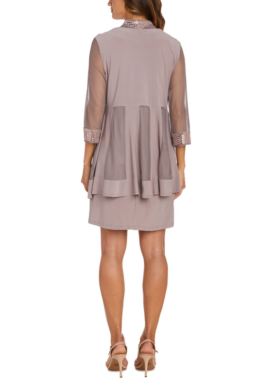 RM Richards Metallic Chevron Evening Jacket Dress
