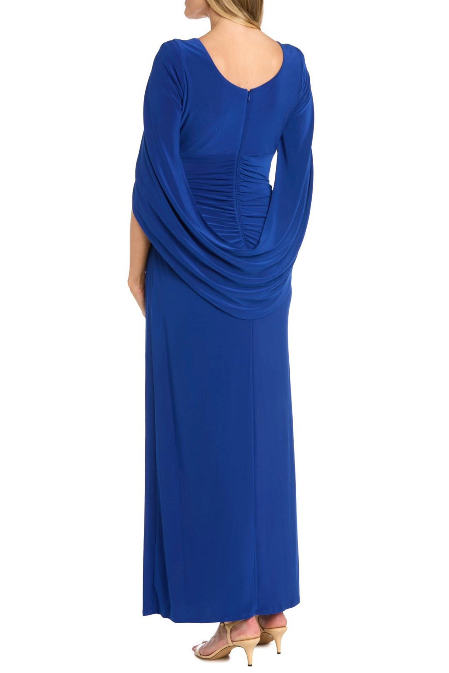 RM Richards Draped Shawl Sleeve Long Evening Dress