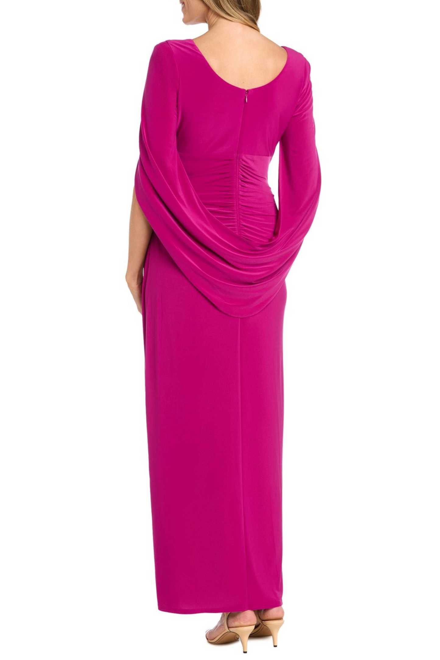 RM Richards Draped Shawl Sleeve Long Evening Dress
