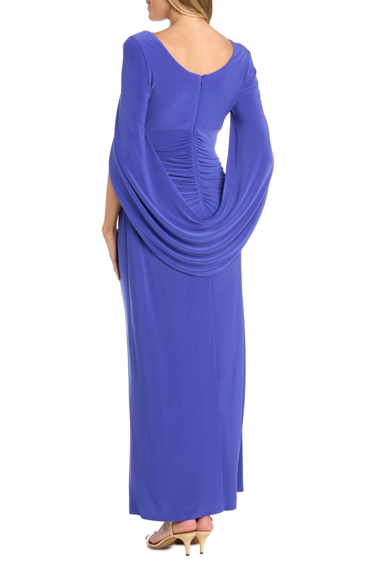 RM Richards Draped Shawl Sleeve Long Evening Dress