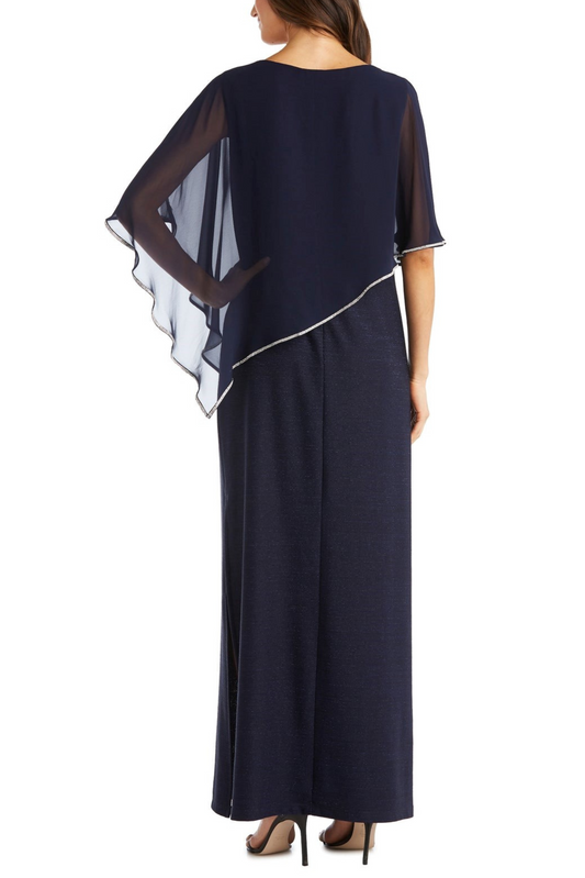 RM Richards Sheer Cape Long Evening Dress