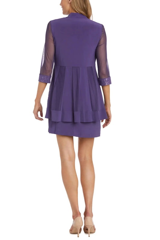 RM Richards Sparkle Mesh Knee-Length Jacket Dress