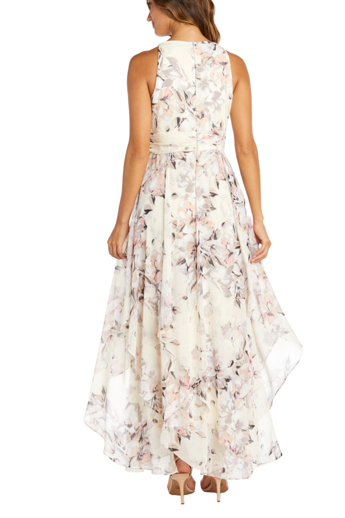 RM Richards Floral Halter Maxi Evening Dress