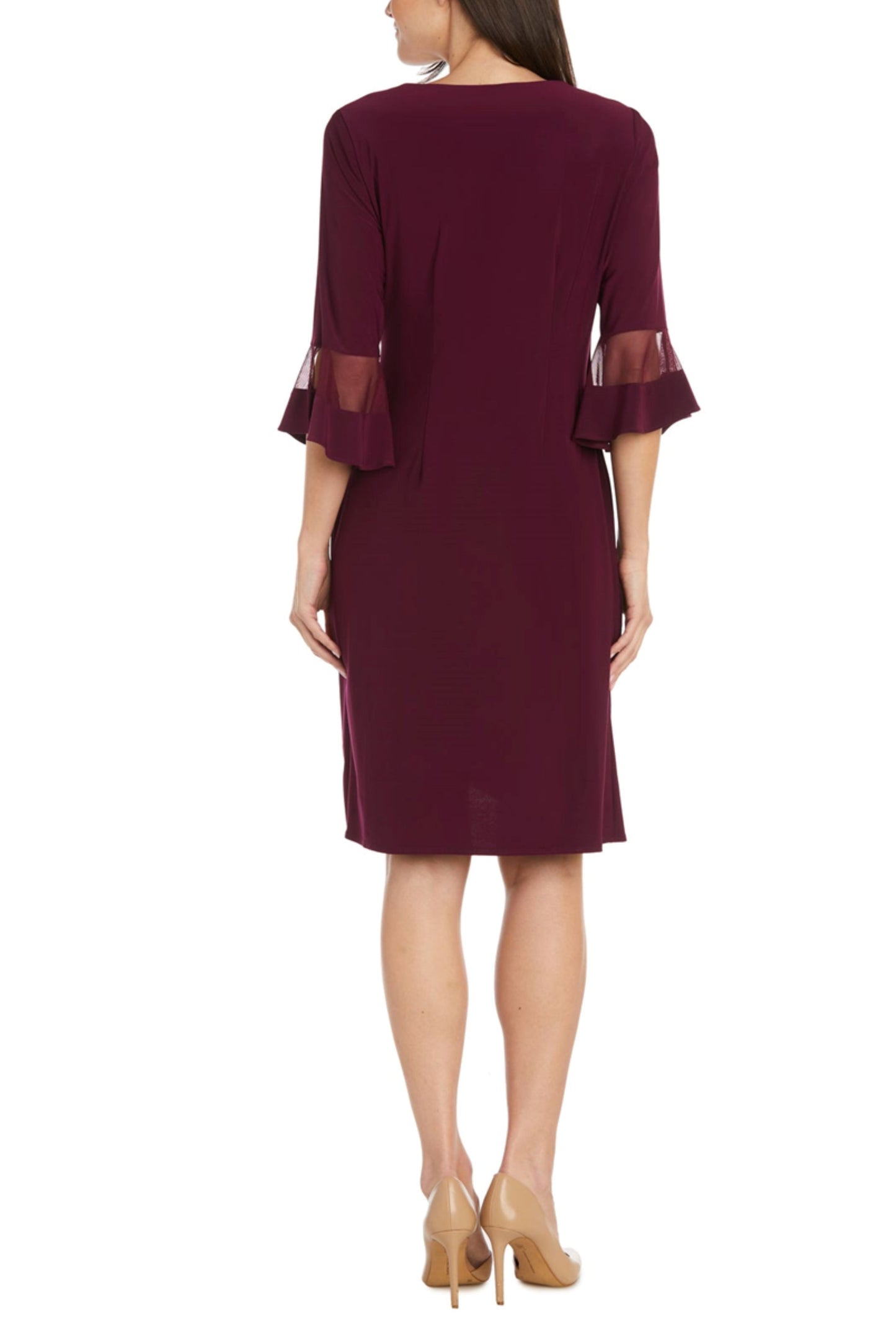RM Richards Bell Sleeve Ruched-Waist Ring Dress