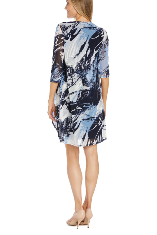 RM Richards 3/4 Sleeve Abstract 2-Pc Jacket Dress