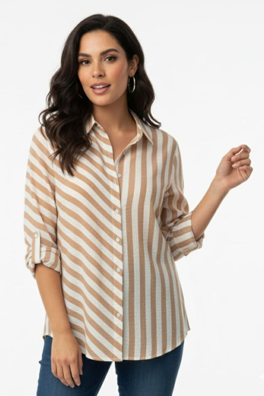 Hester & Orchard Stripe Button Down Top