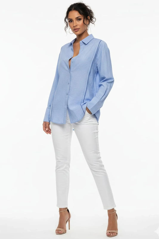 Hester & Orchard Blue Textured Button-Down Shirt