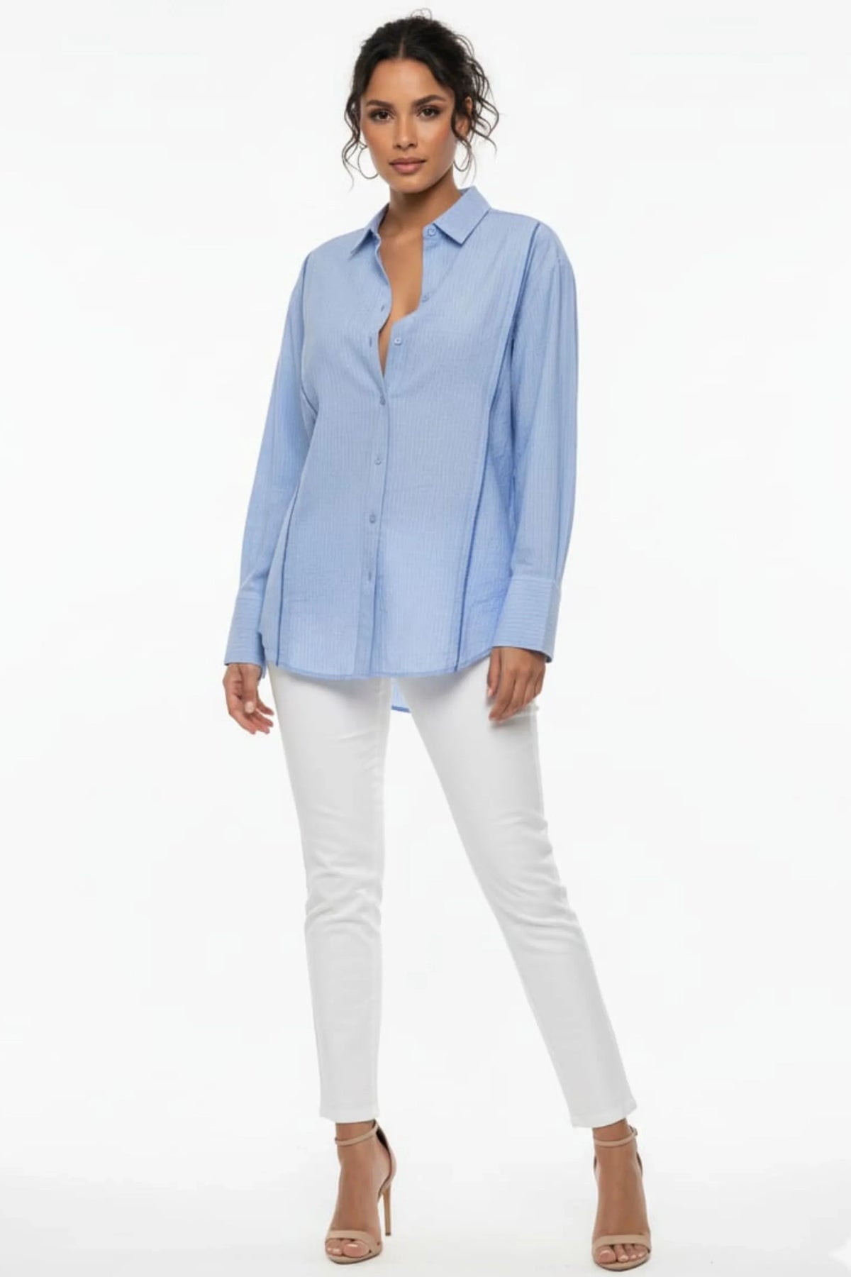 Hester & Orchard Blue Textured Button-Down Shirt