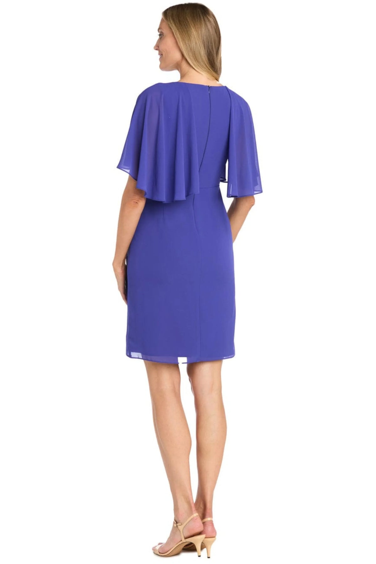 R&M Richards Embellished Flutter-Sleeve Sheath Dress