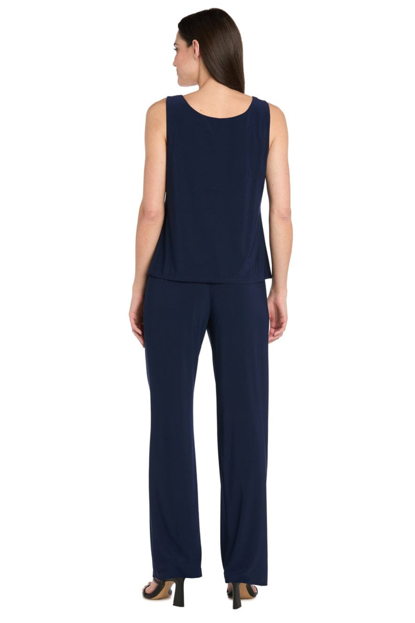 R&M Richards Navy & Gold Embroidered Duster 3-Piece Formal Pant Set