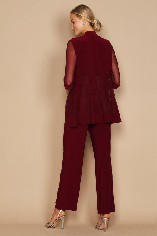 RM Richards Embellished Neck 2-Piece Pants Suit