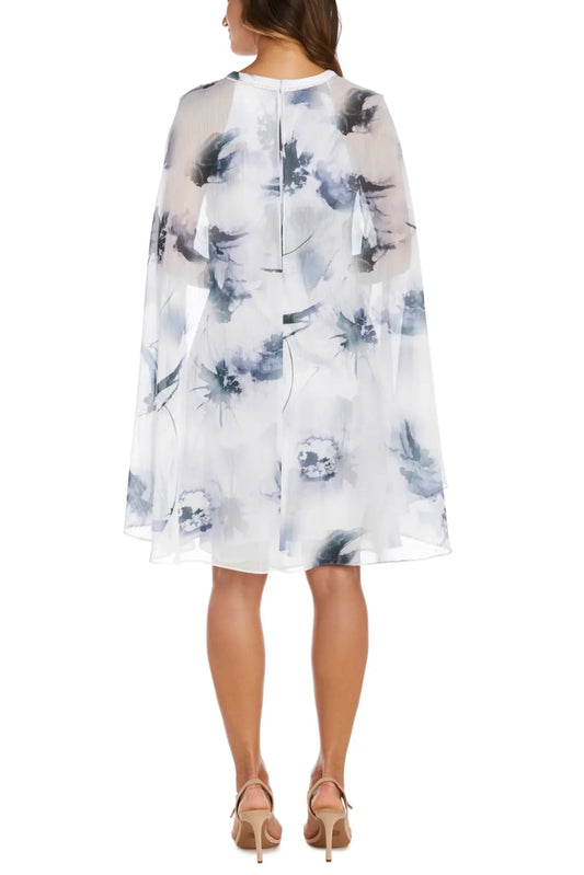 RM Richards Evening Floral Capelet Short Dress