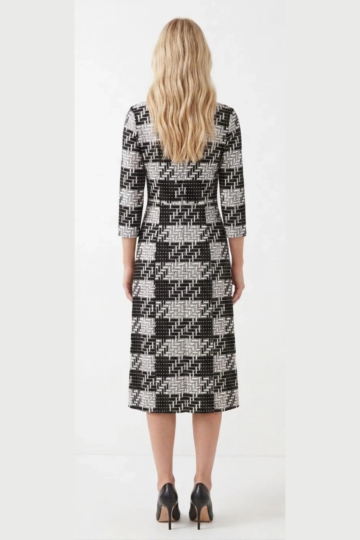Jessica Rose Monochrome Tweed Basketweave A-Line Shift Dress