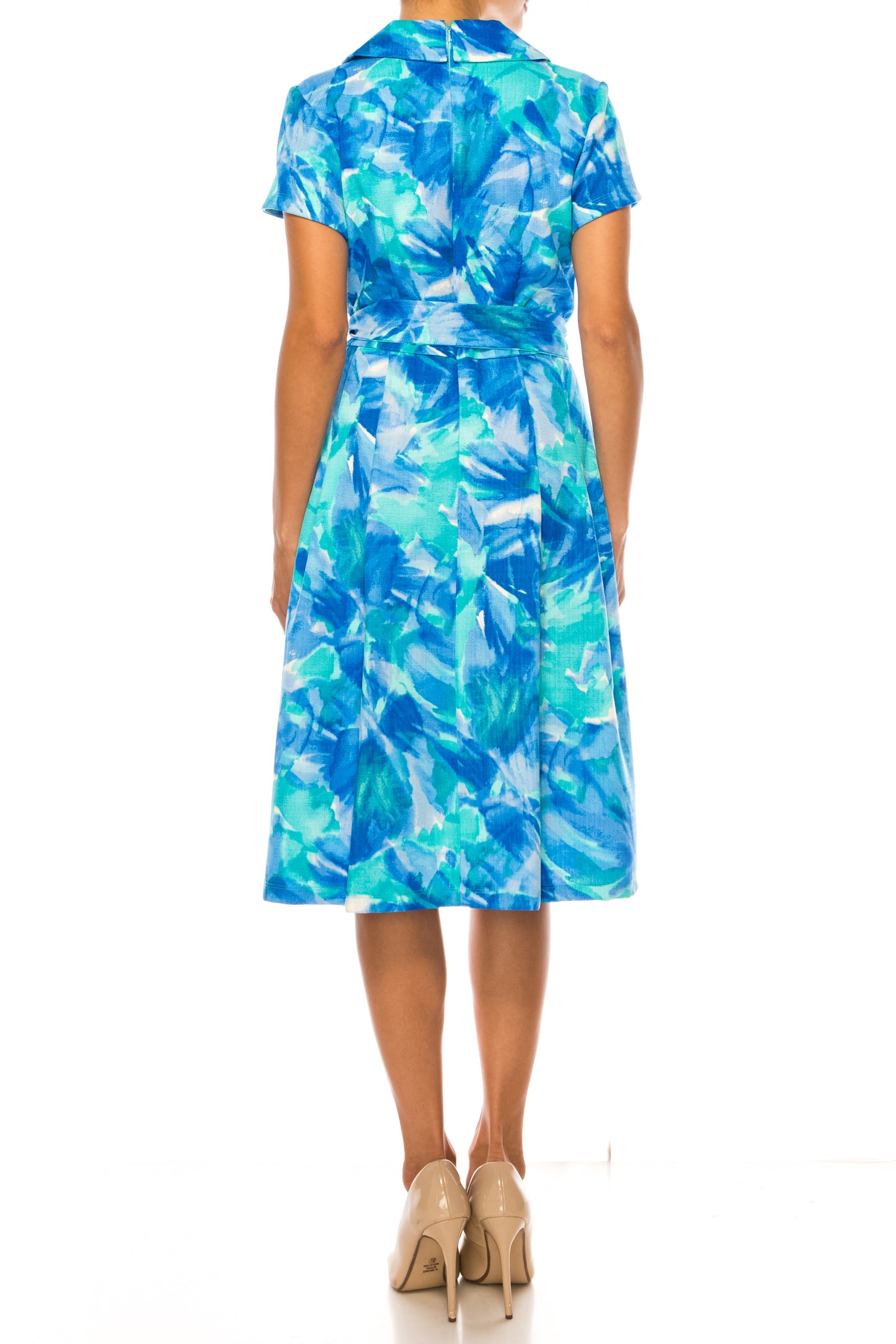 Shelby & Palmer Short Sleeve Faux-Wrap Dress