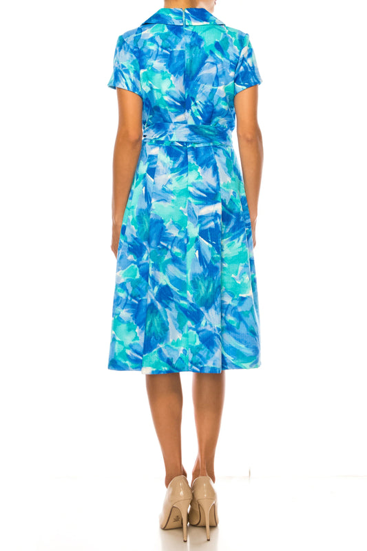 Shelby & Palmer Short Sleeve Faux-Wrap Dress