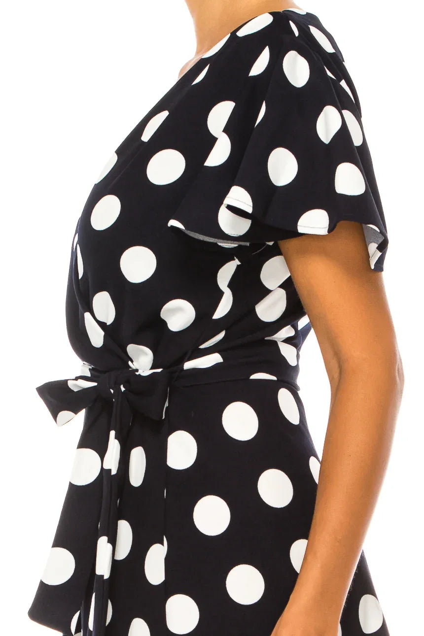 Shelby & Palmer Faux-Wrap Belted Polka Dot Dress