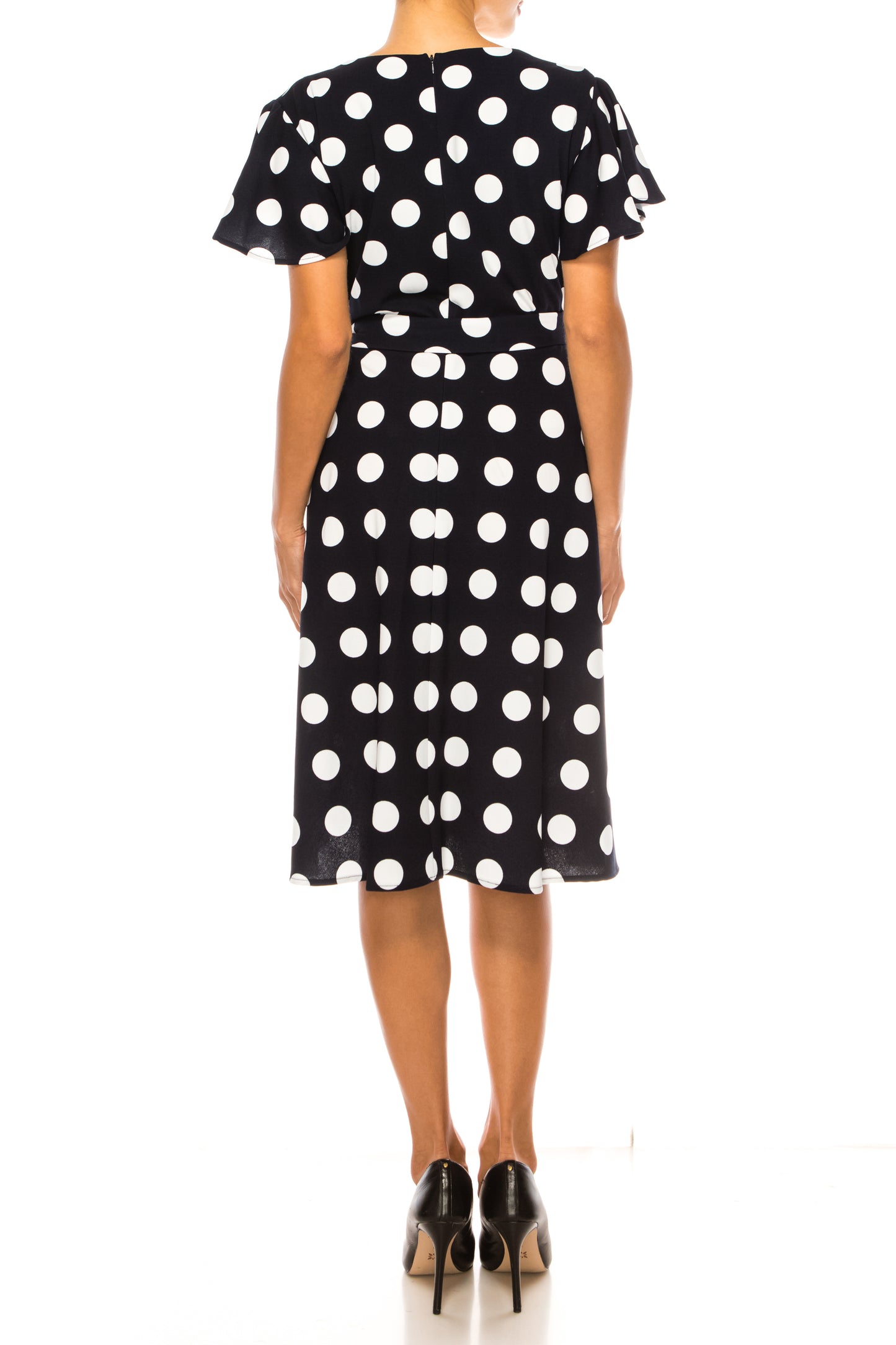 Shelby & Palmer Faux-Wrap Belted Polka Dot Dress