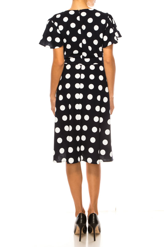 Shelby & Palmer Faux-Wrap Belted Polka Dot Dress