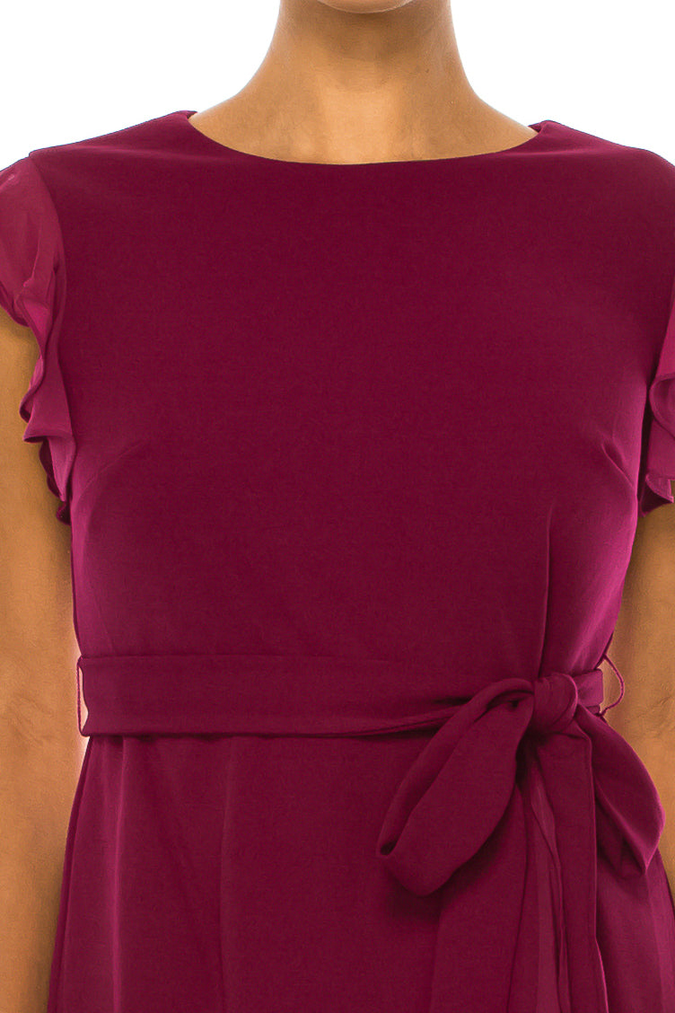 Shelby & Palmer Blue Faux Wrap Ruffle Sheath Dress