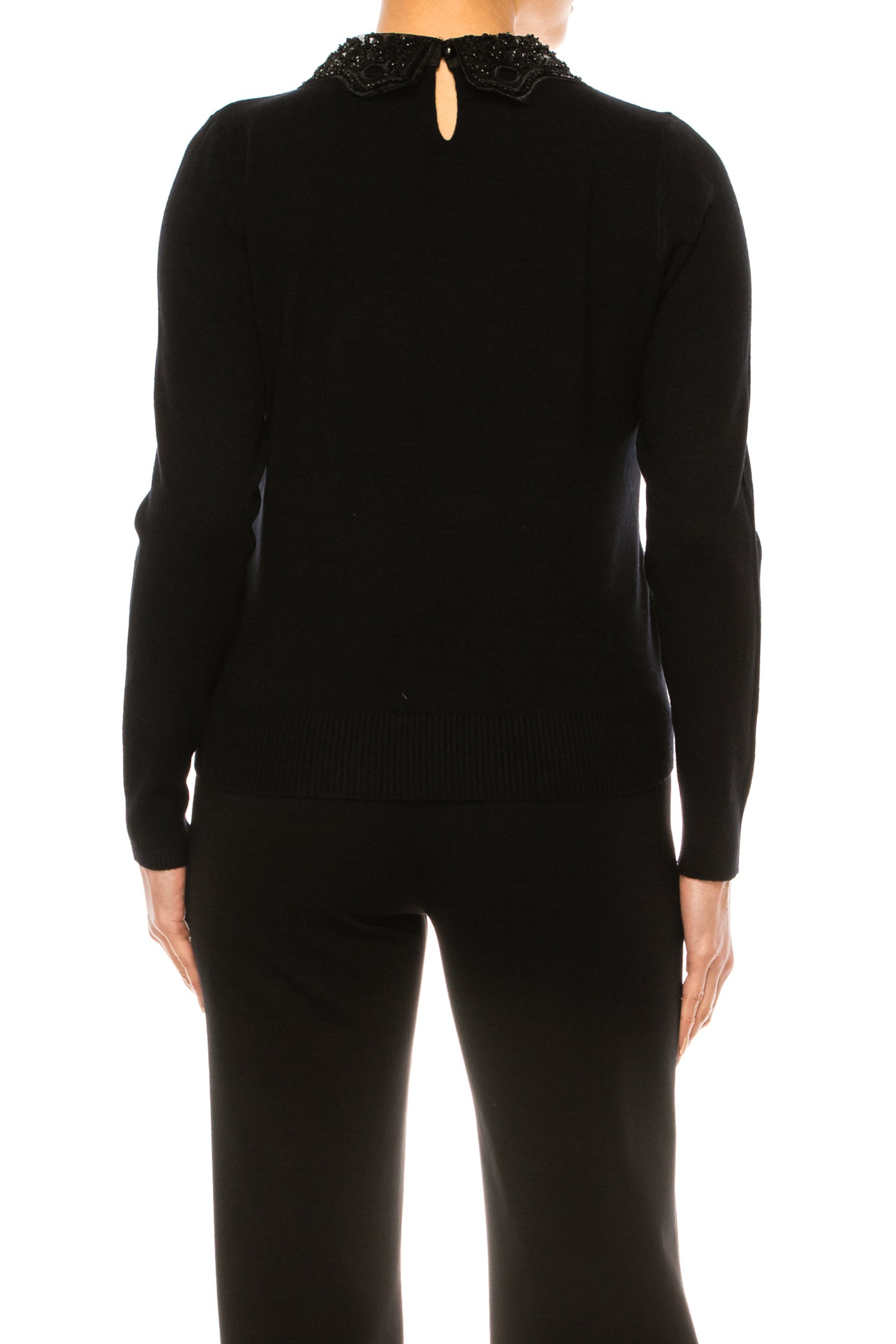 Sioni Long Sleeve Embellished Collared Sweater
