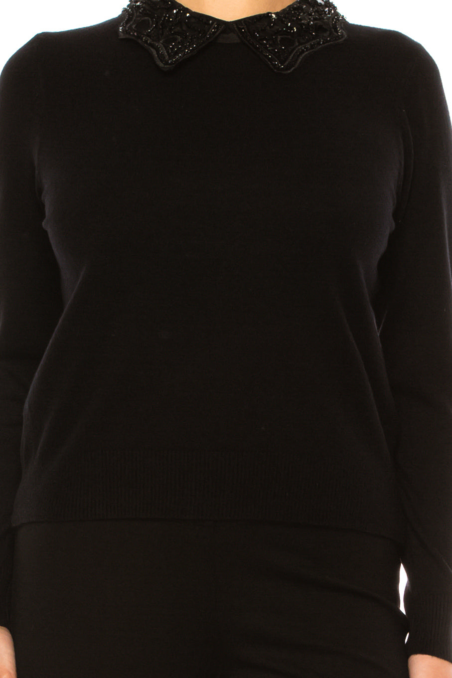 Sioni Long Sleeve Embellished Collared Sweater