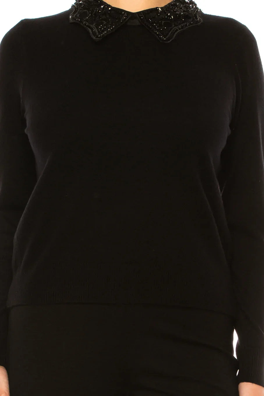 Sioni Long Sleeve Embellished Collared Sweater